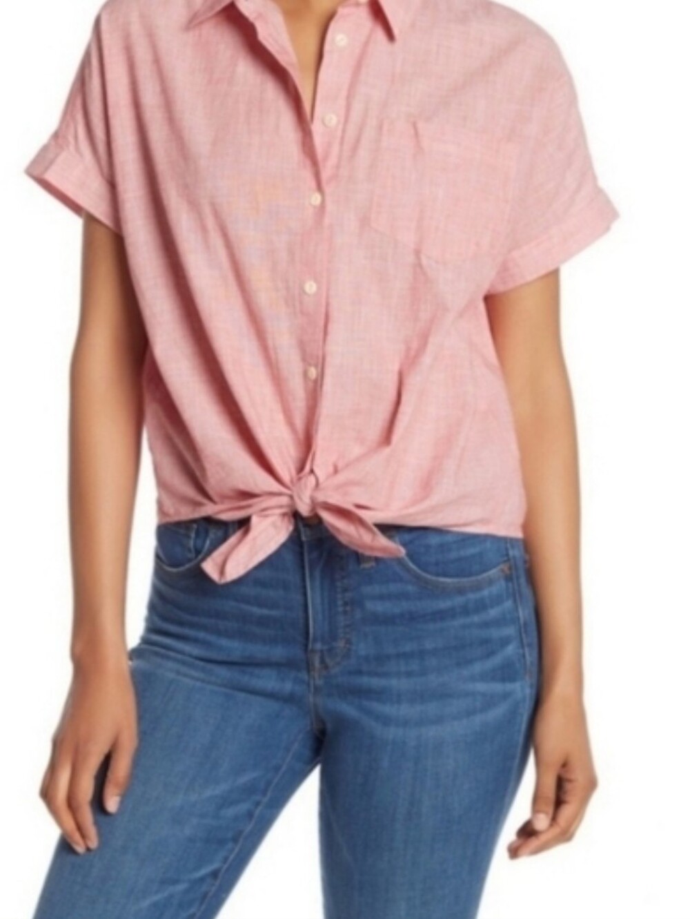 Madewell 100% Cotton Cropped  Button Up Camp Shirt
